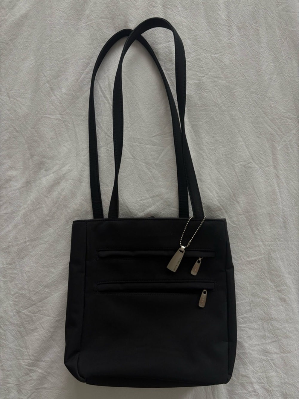 Nine West Black Shoulder Tote with Double Zipper Pockets - Picture 1 of 6